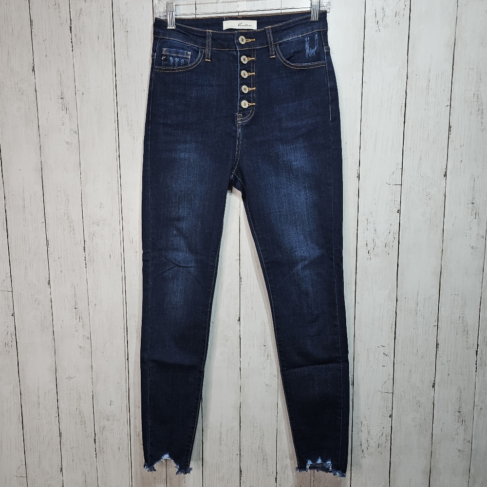 KanCan Women's Estilio High Rise Skinny Dark Blue Stretch Jeans Size 7/27.